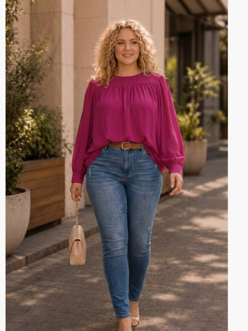 NWT Hanny Deep Women Pink Blouse Size M